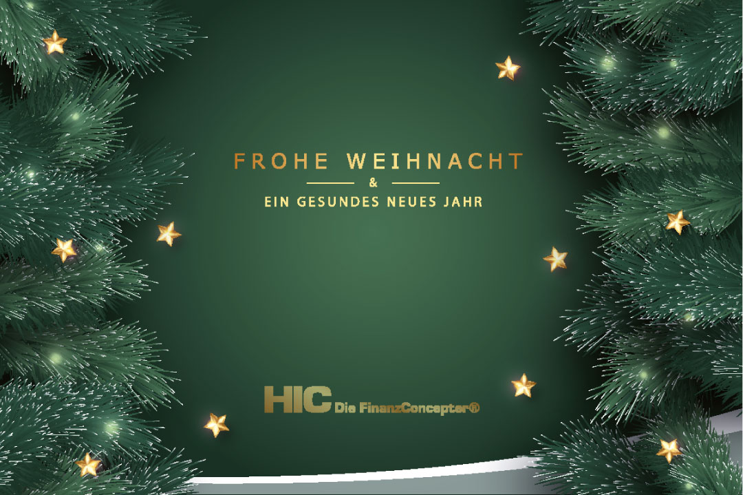 Grafik mit Tannenzweigen und Weihnachtsgruß