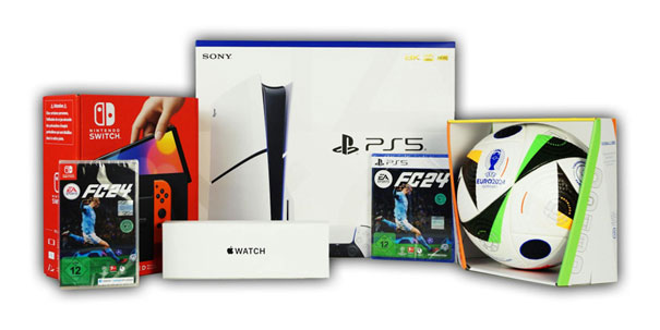 eine SWITCH, eine Playstation 5 und ein Fußball - die Gewinne des HIC GmbH EM 2024 Tippspiels