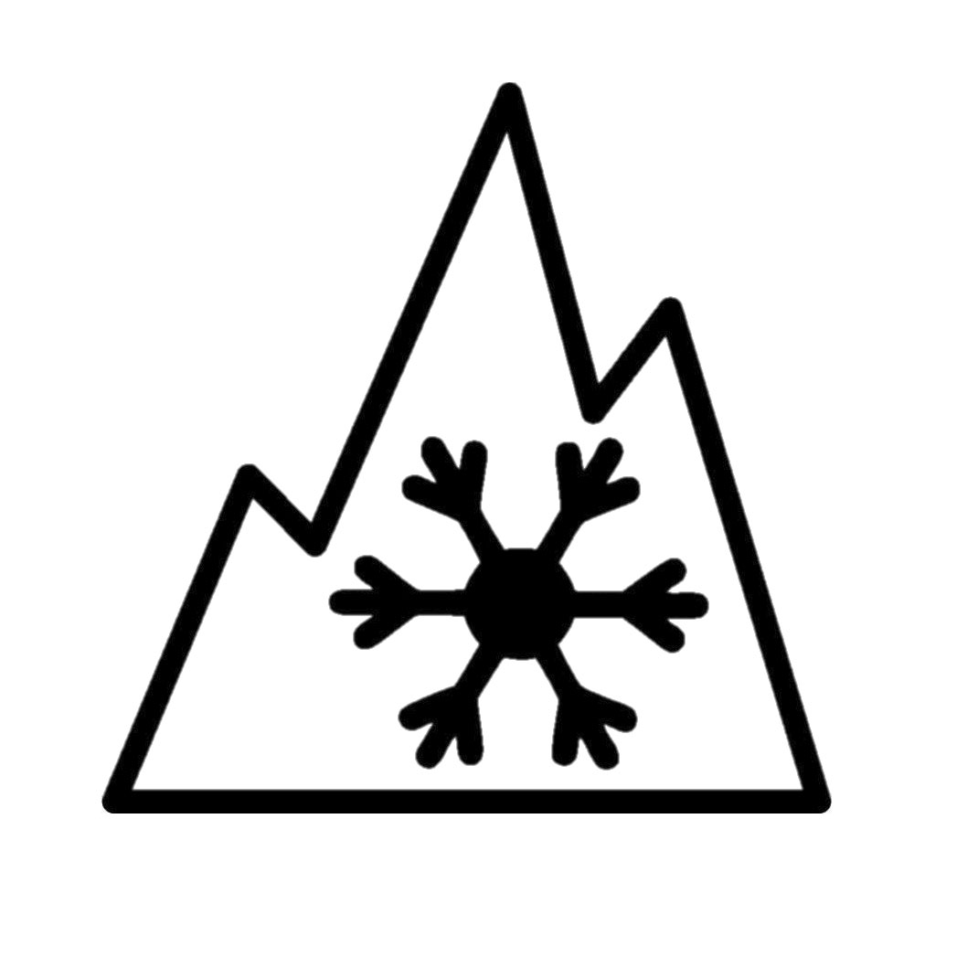Icon einer Schneeflocke in einem eckigen Bergsymbol